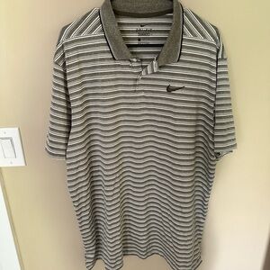 Nike Gray Polo Shirt with Classic Stripes